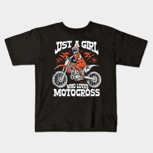 Just A Girl Who Loves Motocross. Funny Kids T-Shirt